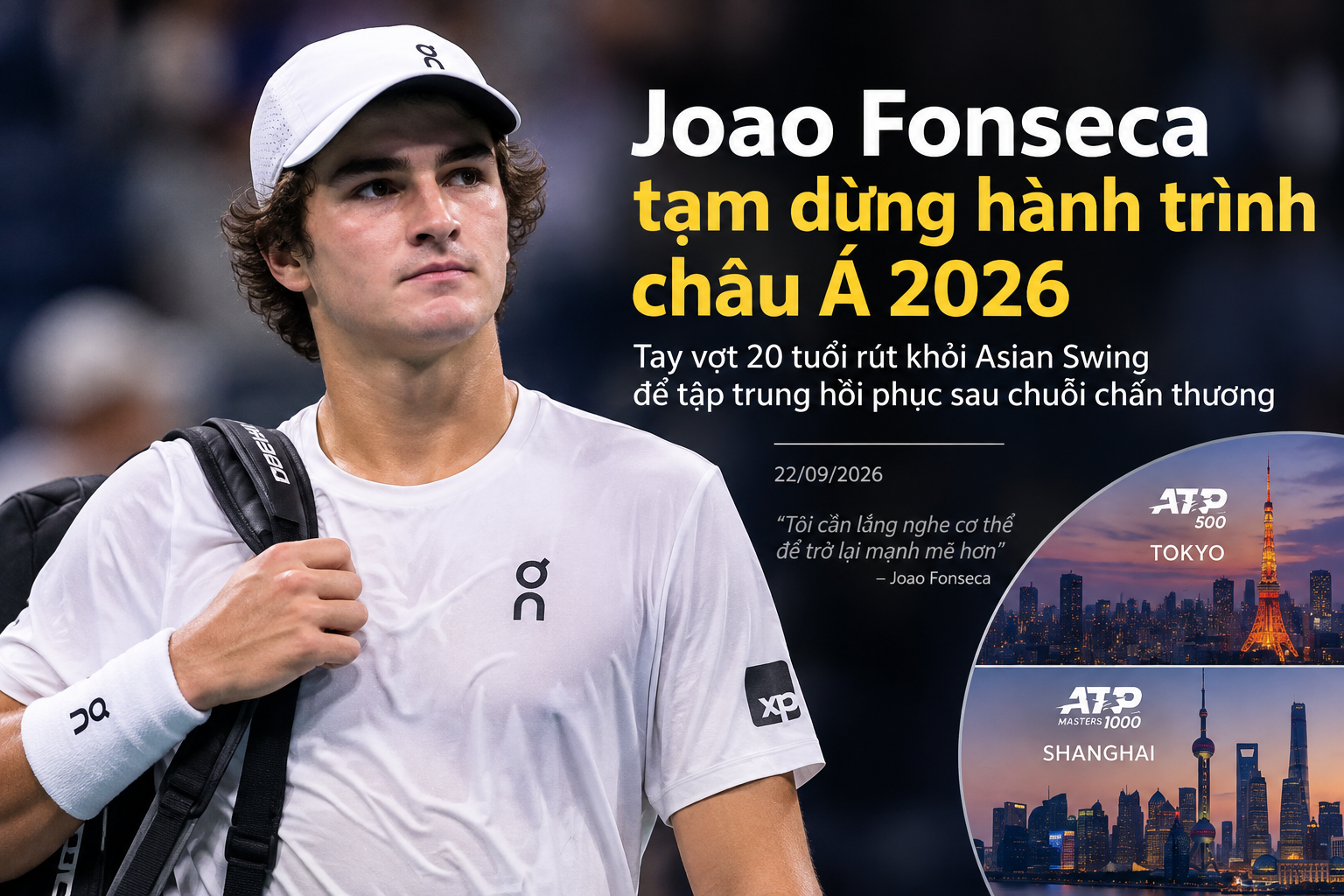 Joao Fonseca rút khỏi Asian Swing 2026 để ưu tiên hồi phục